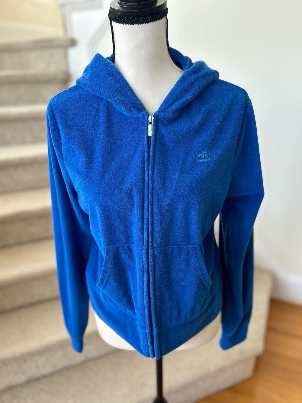 Vintage Juicy Couture Cobalt Blue Terry Cloth Zip Up Hoodie